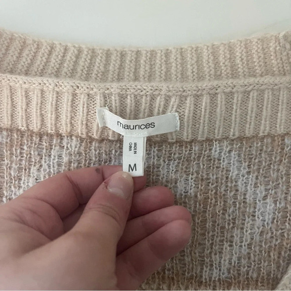 Maurices Cream & Black Fair Isle Button Front Cardigan Sweater Medium Women’s - Picture 8 of 10